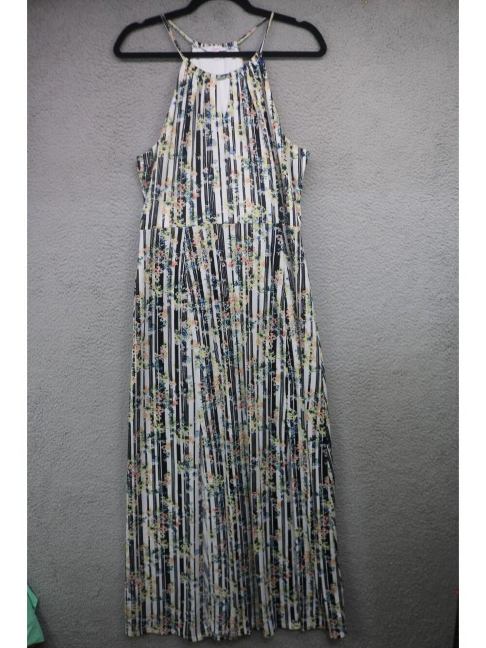 Candie's Halter Style Maxi Dress-Size XL-Front Slits-Beachy-Cottagecore